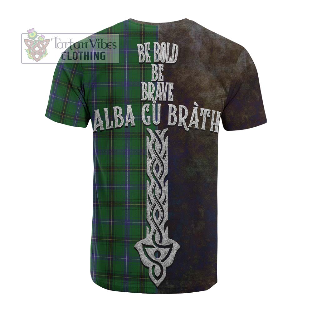 Tartan Vibes Clothing Henderson Tartan Family Crest Cotton T-shirt Alba Gu Brath Be Brave Lion Ancient Style