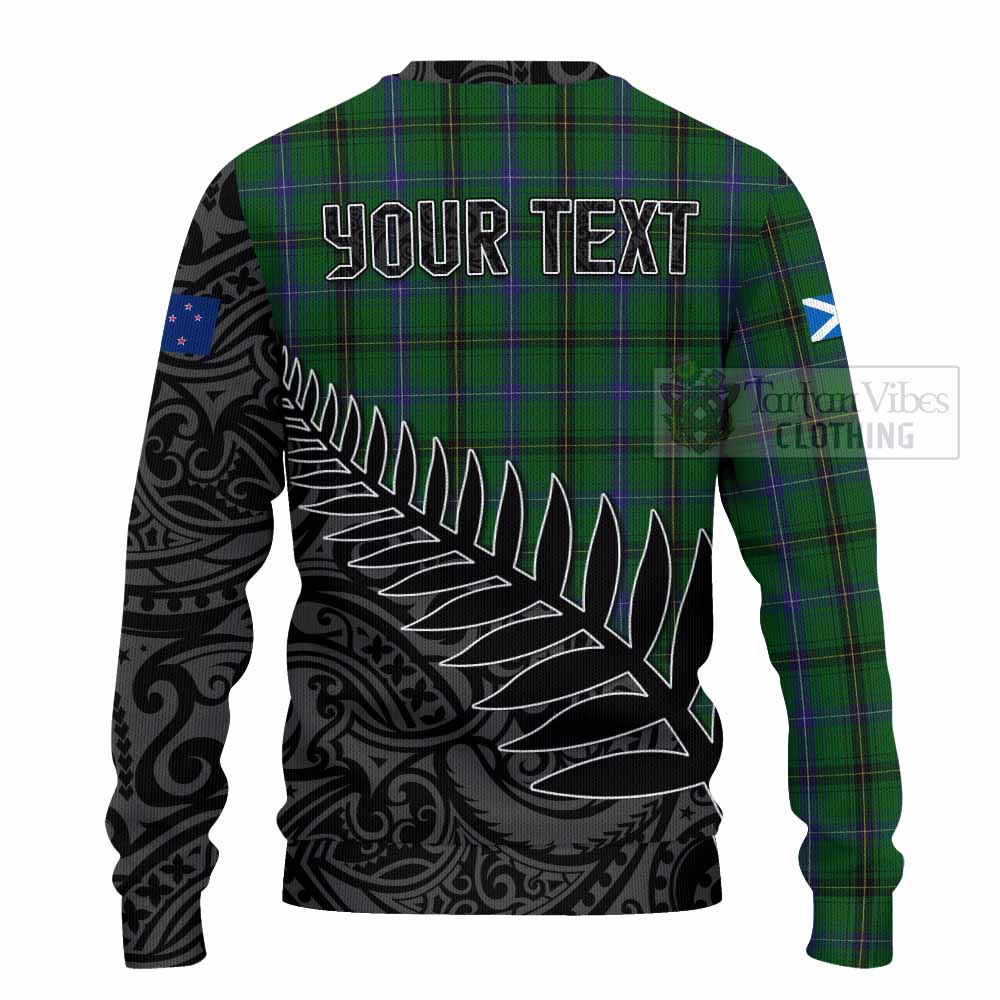 Tartan Vibes Clothing Henderson Crest Tartan Knitted Sweater with New Zealand Silver Fern Half Style