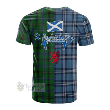 Tartan Vibes Clothing Henderson Tartan Cotton T-shirt Happy St. Andrew's Day Half Tartan Style