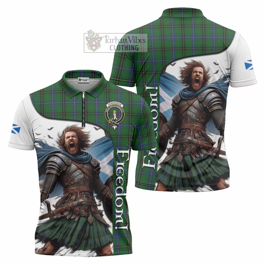 Tartan Vibes Clothing Henderson Crest Tartan Zipper Polo Shirt Inspired by the Freedom of Scottish Warrior