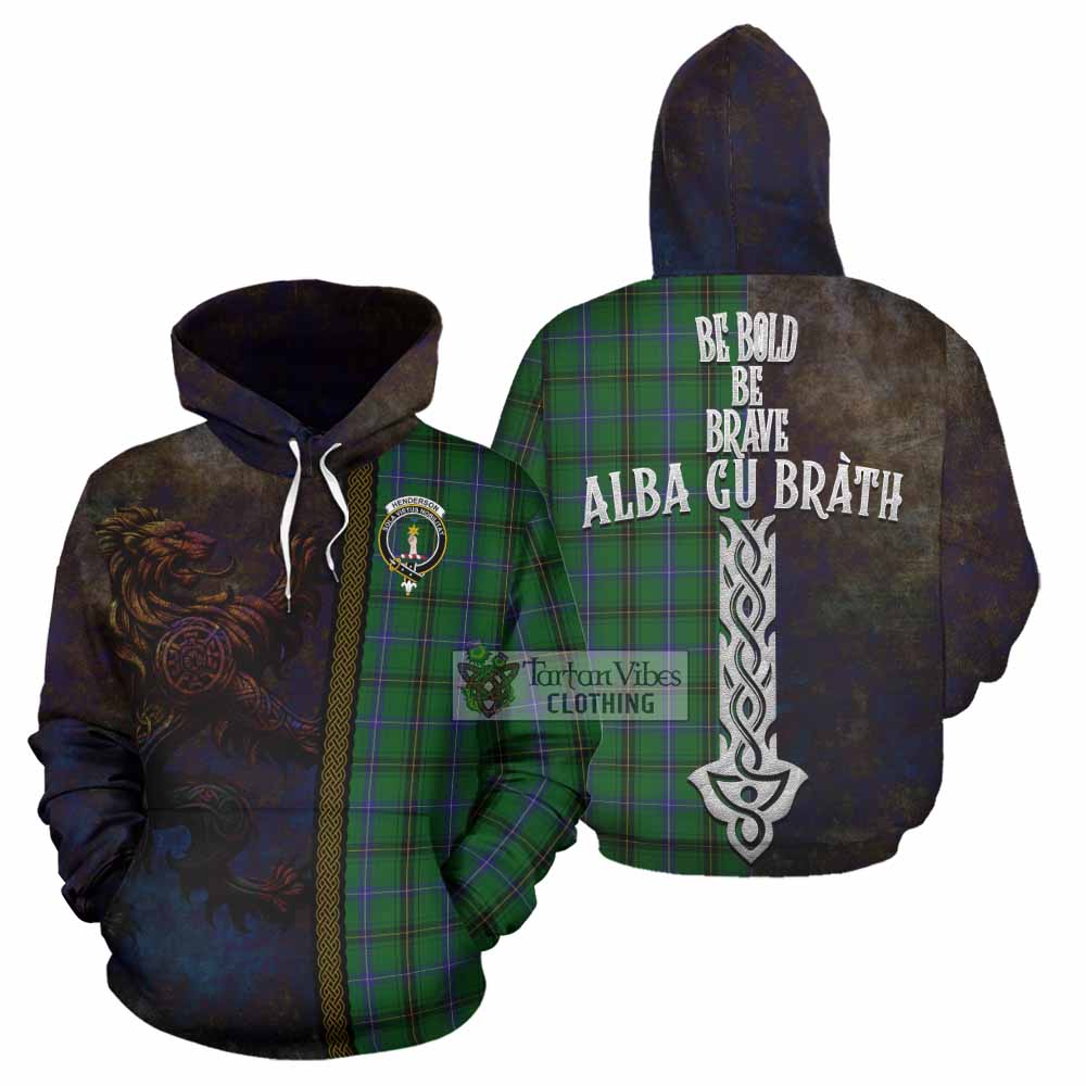 Tartan Vibes Clothing Henderson Tartan Family Crest Hoodie Alba Gu Brath Be Brave Lion Ancient Style