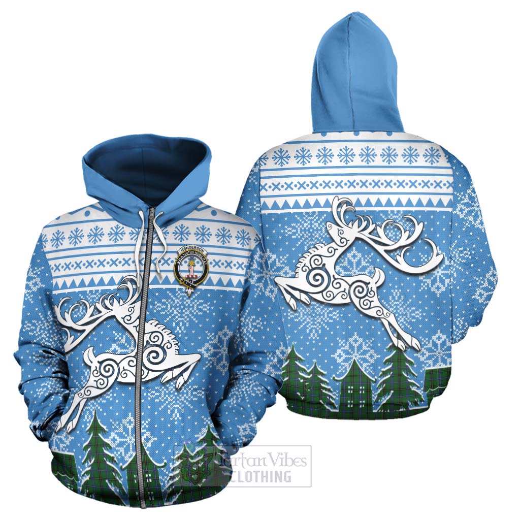 Tartan Vibes Clothing Henderson Clan Christmas Hoodie Celtic Reindeer Style