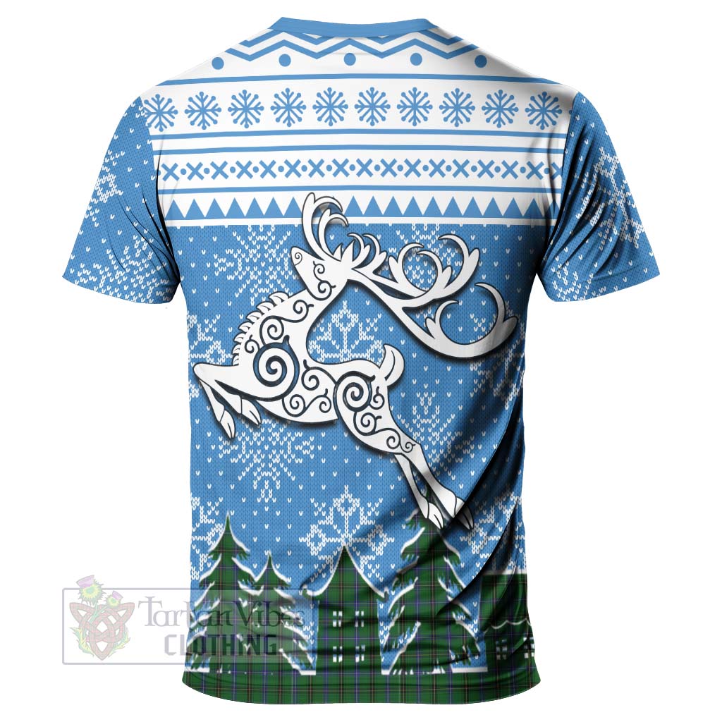 Tartan Vibes Clothing Henderson Clan Christmas T-Shirt Celtic Reindeer Style