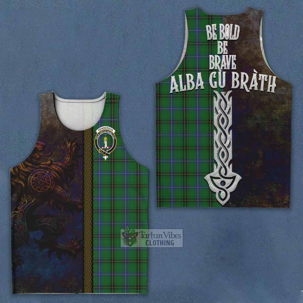 Tartan Vibes Clothing Henderson Tartan Family Crest Men's Tank Top Alba Gu Brath Be Brave Lion Ancient Style