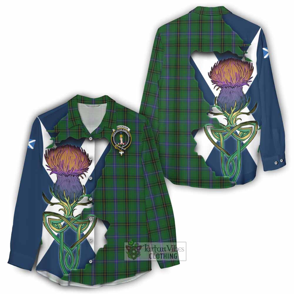 Tartan Vibes Clothing Henderson Tartan Family Crest Women's Casual Shirt Scottish Thistle Celtic Inspired