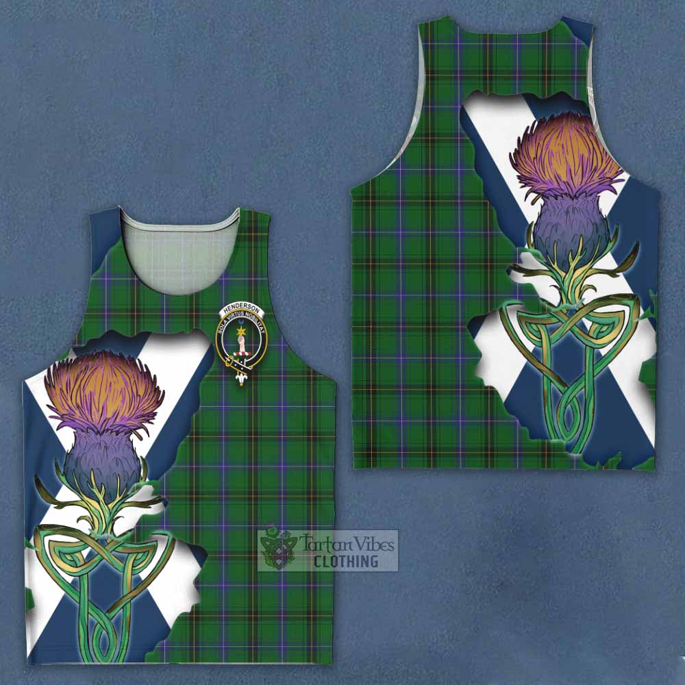 Tartan Vibes Clothing Henderson Tartan Family Crest Men's Tank Top Scottish Thistle Celtic Inspired
