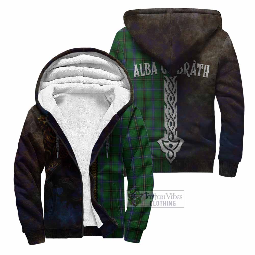 Tartan Vibes Clothing Henderson Tartan Family Crest Sherpa Hoodie Alba Gu Brath Be Brave Lion Ancient Style