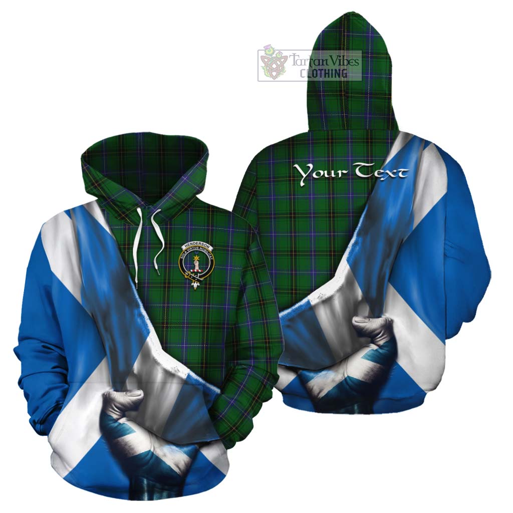 Tartan Vibes Clothing Henderson Tartan Cotton Hoodie with Family Crest Scotland Patriotic Style
