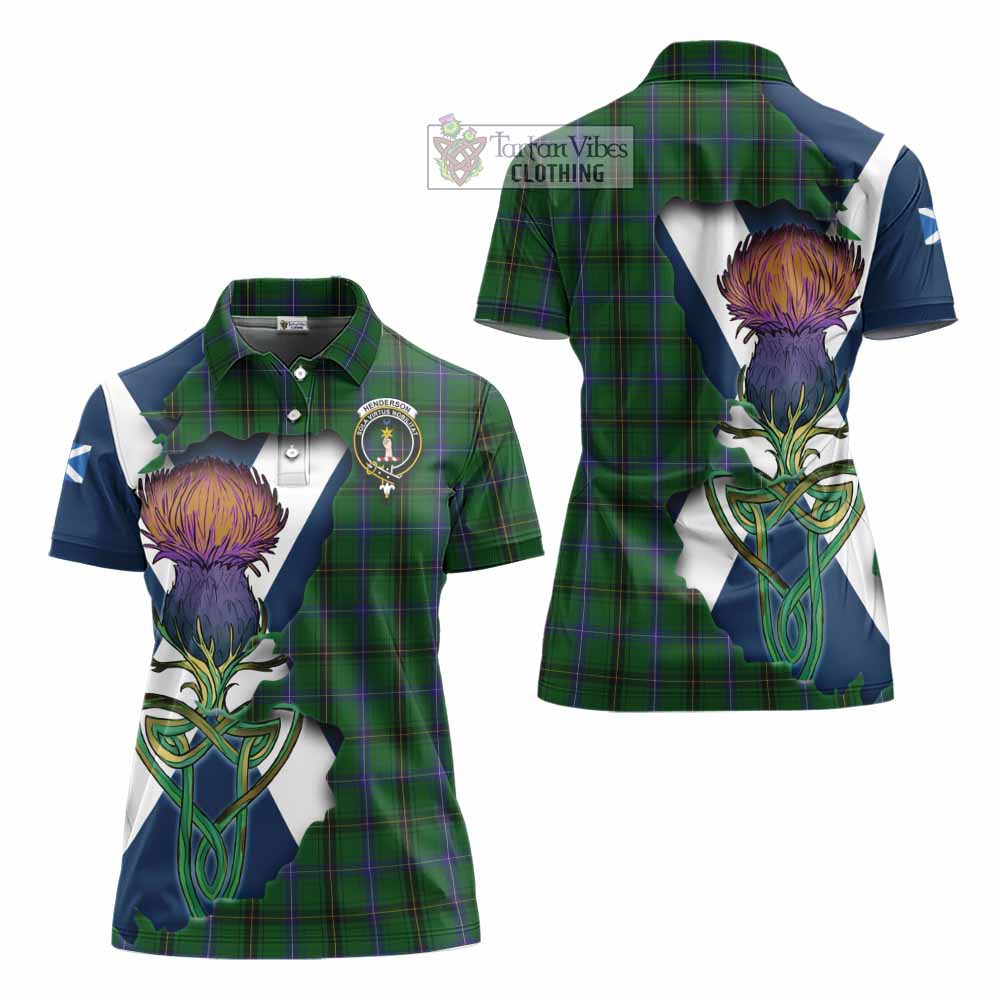 Tartan Vibes Clothing Henderson Tartan Family Crest Women's Polo Shirt Scottish Thistle Celtic Inspired
