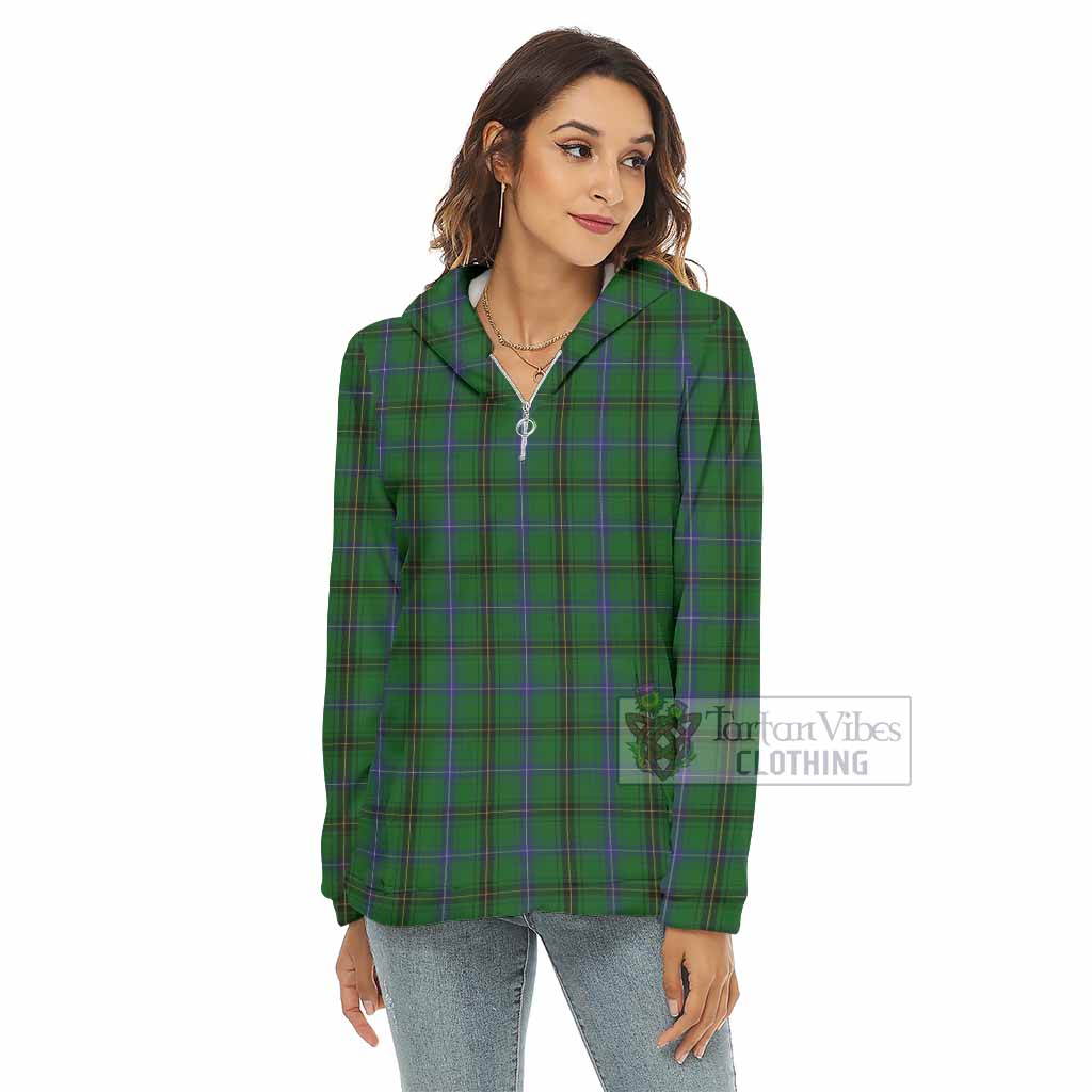 Tartan Vibes Clothing Henderson Tartan Women's Borg  Half Zip Fleece Hoodie