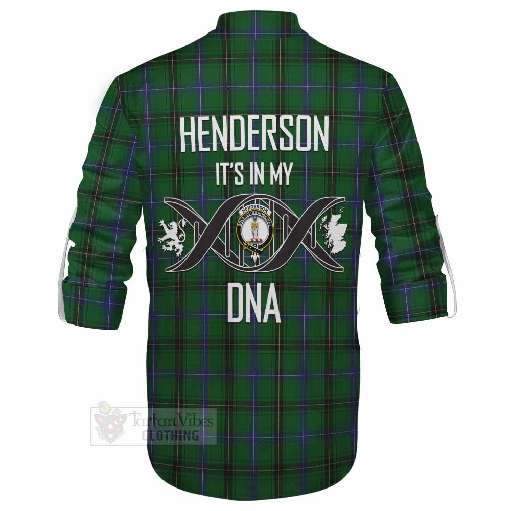 Tartan Vibes Clothing Henderson Tartan Ghillie Kilt Shirt with Family Crest DNA In Me Style