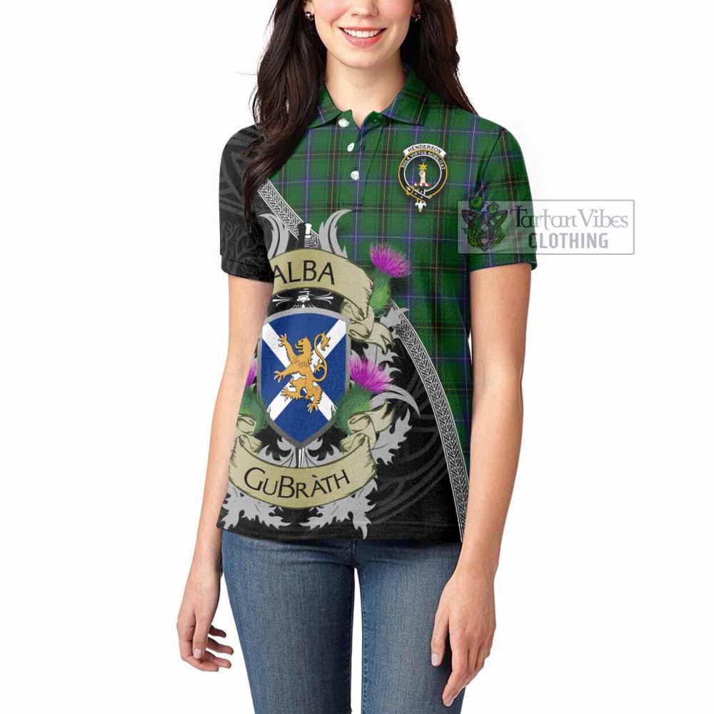Tartan Vibes Clothing Henderson Tartan Family Crest Women's Polo Shirt Lion Rampant Royal Thistle Shield Celtic Inspired
