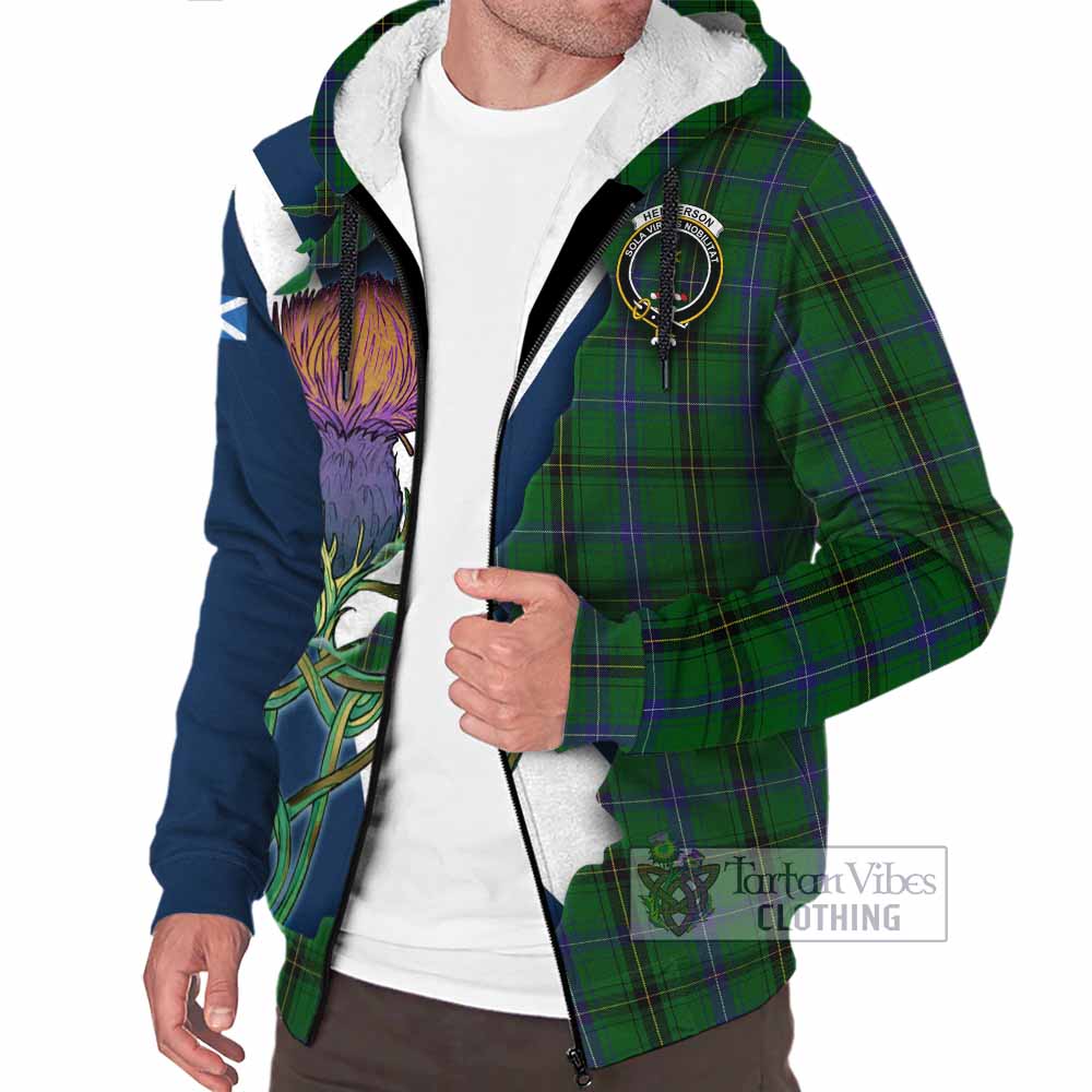 Tartan Vibes Clothing Henderson Tartan Family Crest Sherpa Hoodie Scottish Thistle Celtic Inspired
