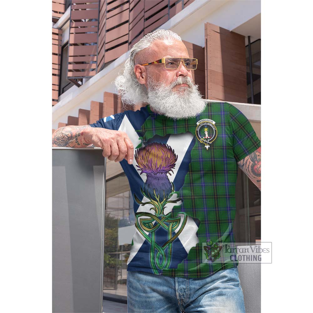 Tartan Vibes Clothing Henderson Tartan Family Crest Cotton T-shirt Scottish Thistle Celtic Inspired