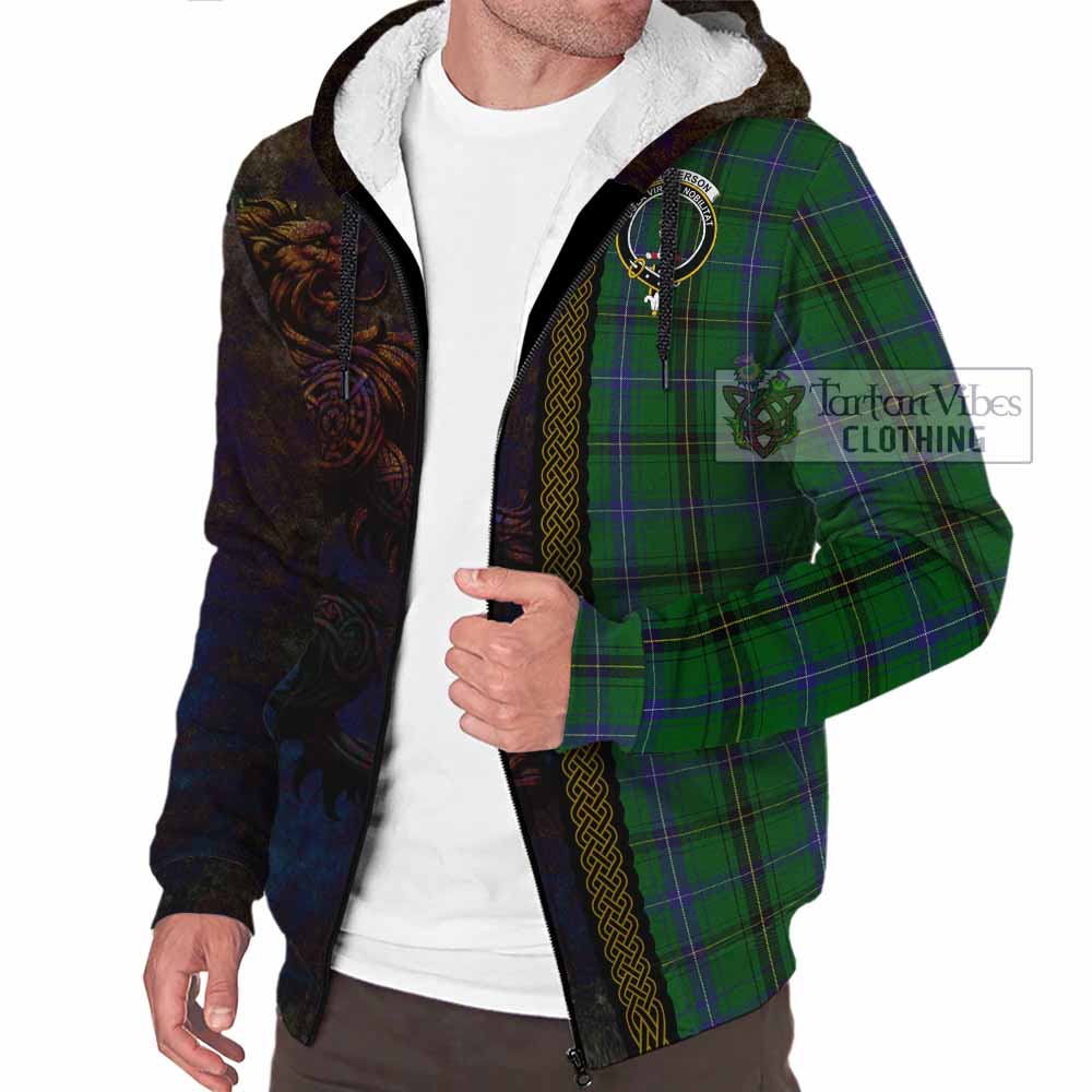 Tartan Vibes Clothing Henderson Tartan Family Crest Sherpa Hoodie Alba Gu Brath Be Brave Lion Ancient Style