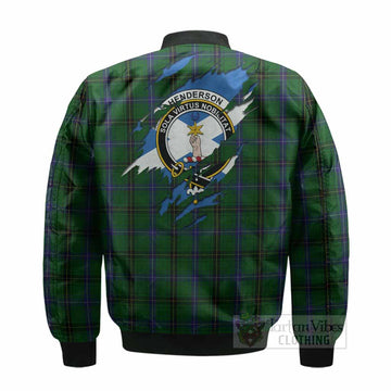 Henderson Clan Crest In Me Tartan Bomber Jacket Scotland Flag Style
