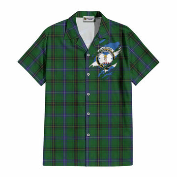 Henderson Clan Crest In Me Tartan Cotton Hawaiian Shirt Scotland Flag Style