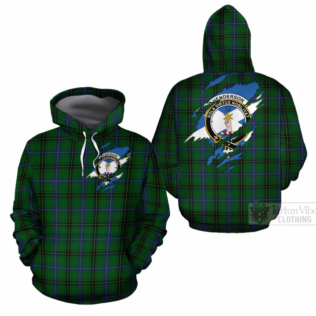 Henderson Clan Crest In Me Tartan Cotton Hoodie Scotland Flag Style