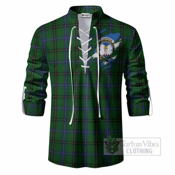 Henderson Clan Crest In Me Tartan Ghillie Shirt Scotland Flag Style