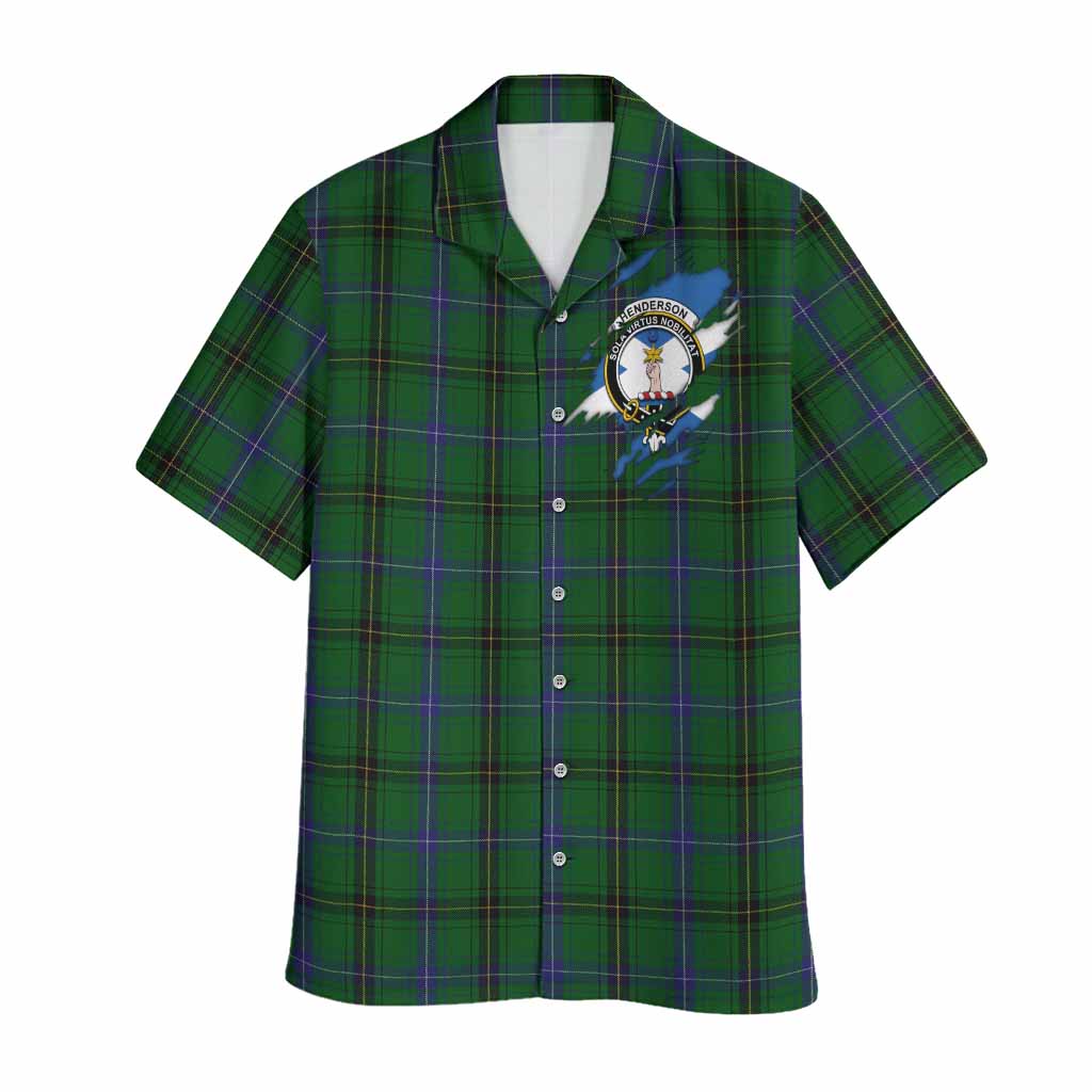 Henderson Clan Crest In Me Tartan Hawaiian Shirt Scotland Flag Style