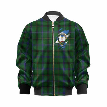 Henderson Clan Crest In Me Tartan Kid Bomber Jacket Scotland Flag Style