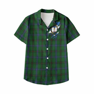 Henderson Clan Crest In Me Tartan Kid Hawaiian Shirt Scotland Flag Style