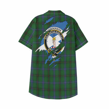 Henderson Clan Crest In Me Tartan Kid Hawaiian Shirt Scotland Flag Style