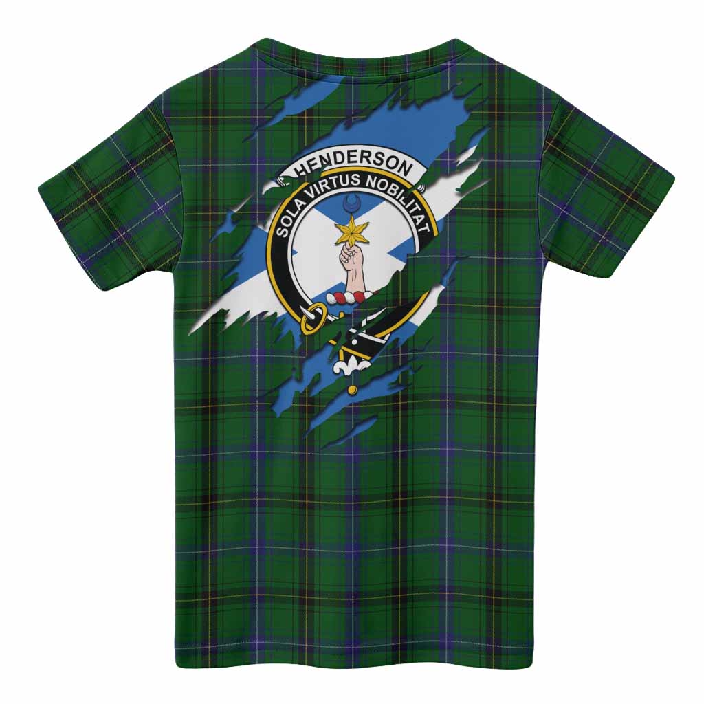 Henderson Clan Crest In Me Tartan Kid T-shirt Scotland Flag Style