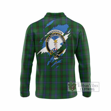 Henderson Clan Crest In Me Tartan Long Sleeve Polo Shirt Scotland Flag Style