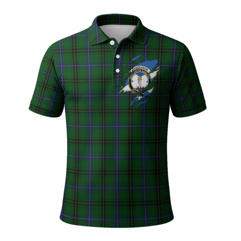 Henderson Clan Crest In Me Tartan Polo Shirt Scotland Flag Style