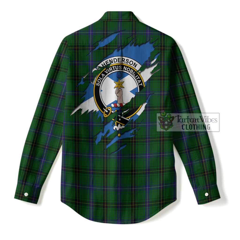 Henderson Clan Crest In Me Tartan Women Casual Shirt Scotland Flag Style