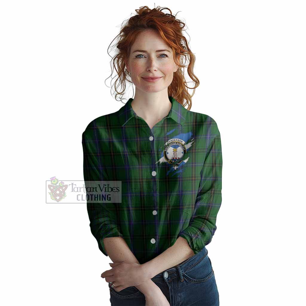 Henderson Clan Crest In Me Tartan Women Casual Shirt Scotland Flag Style