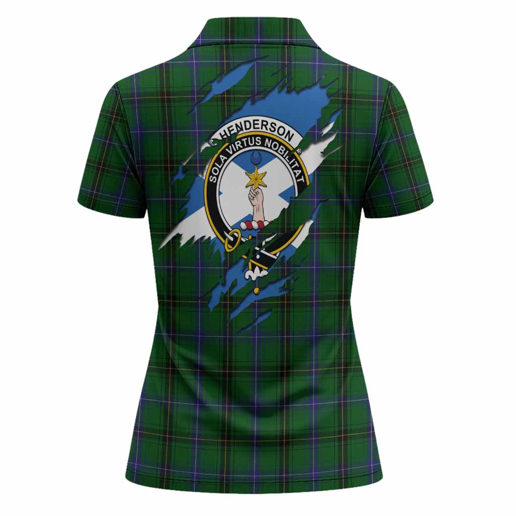 Henderson Clan Crest In Me Tartan Women Polo Shirt Scotland Flag Style