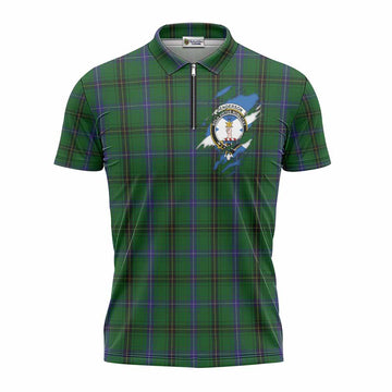 Henderson Clan Crest In Me Tartan Zipper Polo Shirt Scotland Flag Style