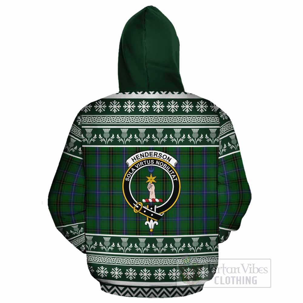 Henderson Clan Tartan Christmas Cotton Hoodie with Family Crest - Tartan Vibes Clothing