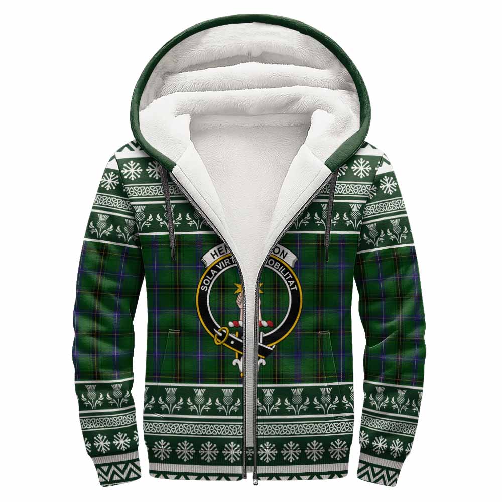 Henderson Clan Tartan Christmas Fleece Hoodie with Family Crest - Tartan Vibes Clothing