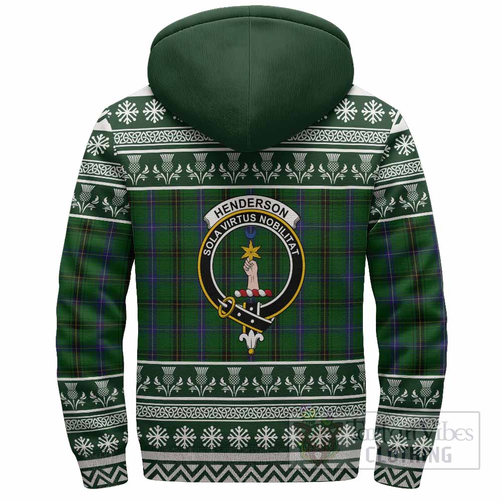 Henderson Clan Tartan Christmas Fleece Hoodie with Family Crest - Tartan Vibes Clothing