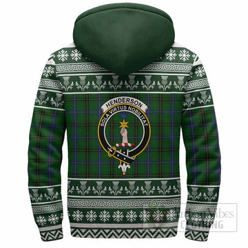 Henderson Clan Tartan Christmas Fleece Hoodie with Family Crest