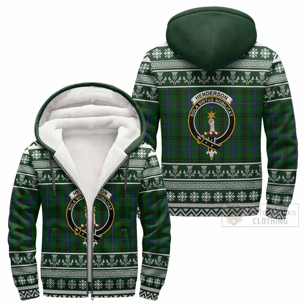 Henderson Clan Tartan Christmas Fleece Hoodie with Family Crest - Tartan Vibes Clothing