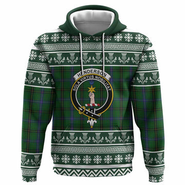 Henderson Clan Tartan Christmas Hoodie with Family Crest