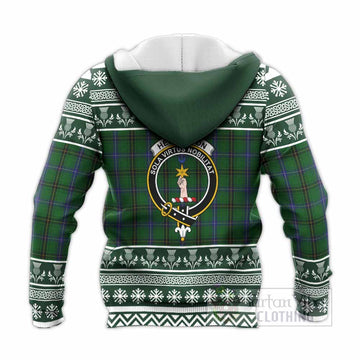 Henderson Clan Tartan Christmas Knitted Hoodie with Family Crest