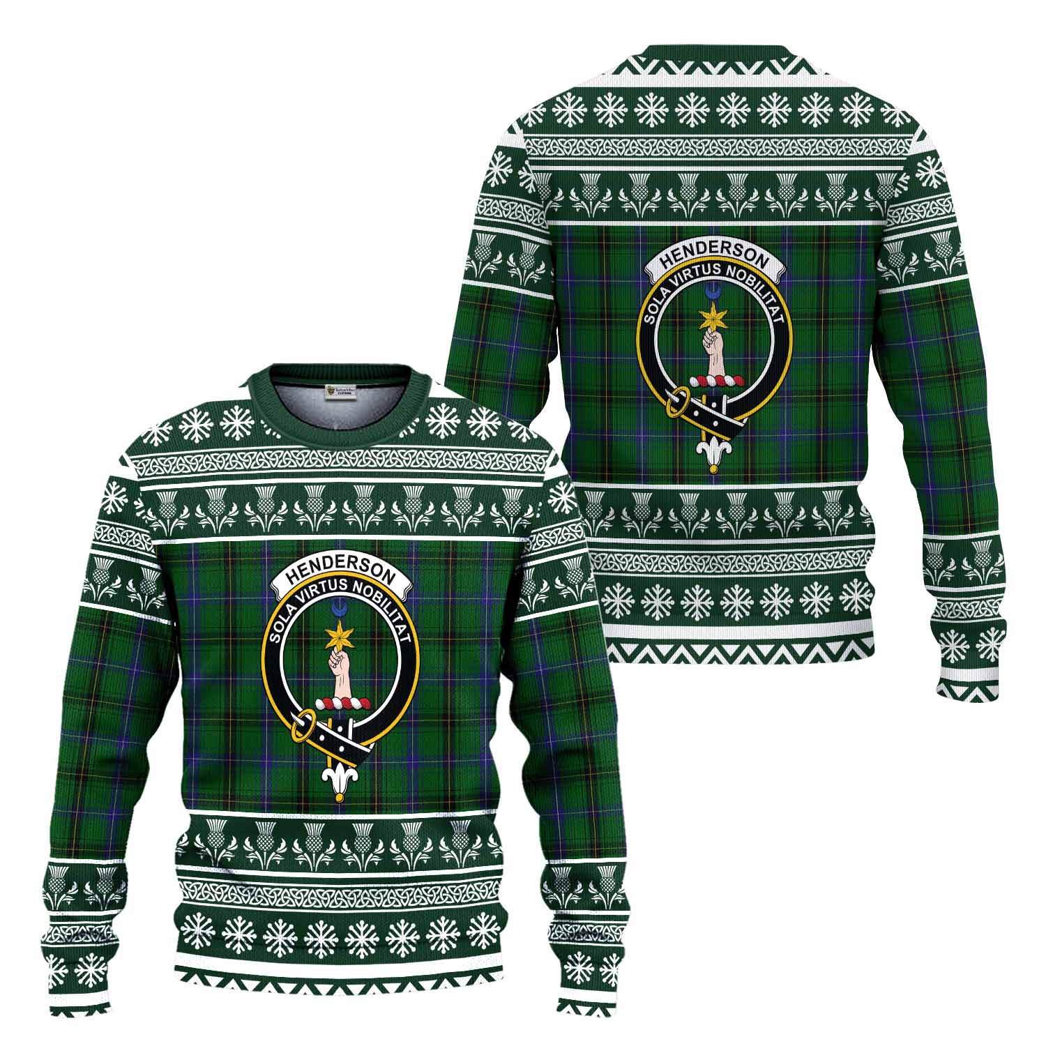 Henderson Clan Tartan Christmas Ugly Sweater with Family Crest - Tartan Vibes Clothing