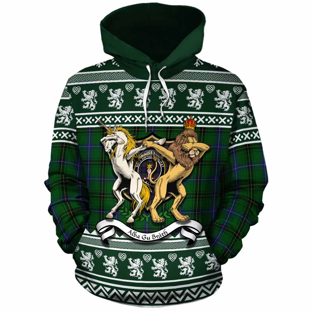 Henderson Clan Tartan Crest Christmas Cotton Hoodie Coat of Arms Funny Style - Tartan Vibes Clothing