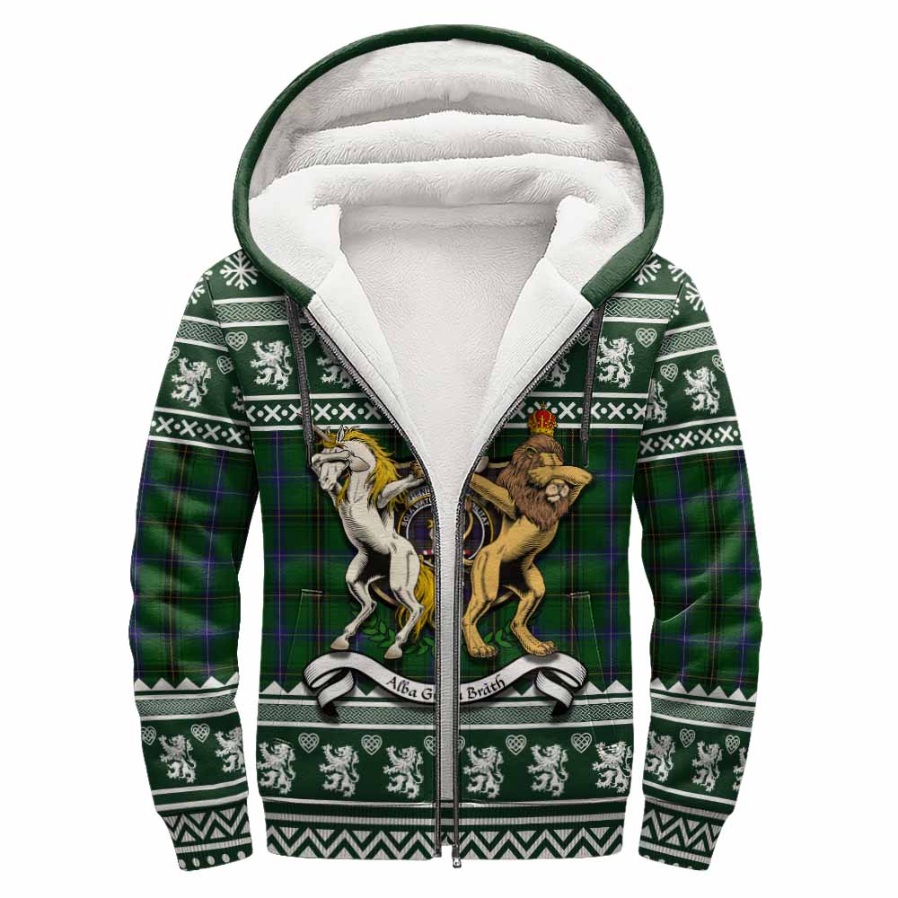 Henderson Clan Tartan Crest Christmas Fleece Hoodie Coat of Arms Funny Style - Tartan Vibes Clothing