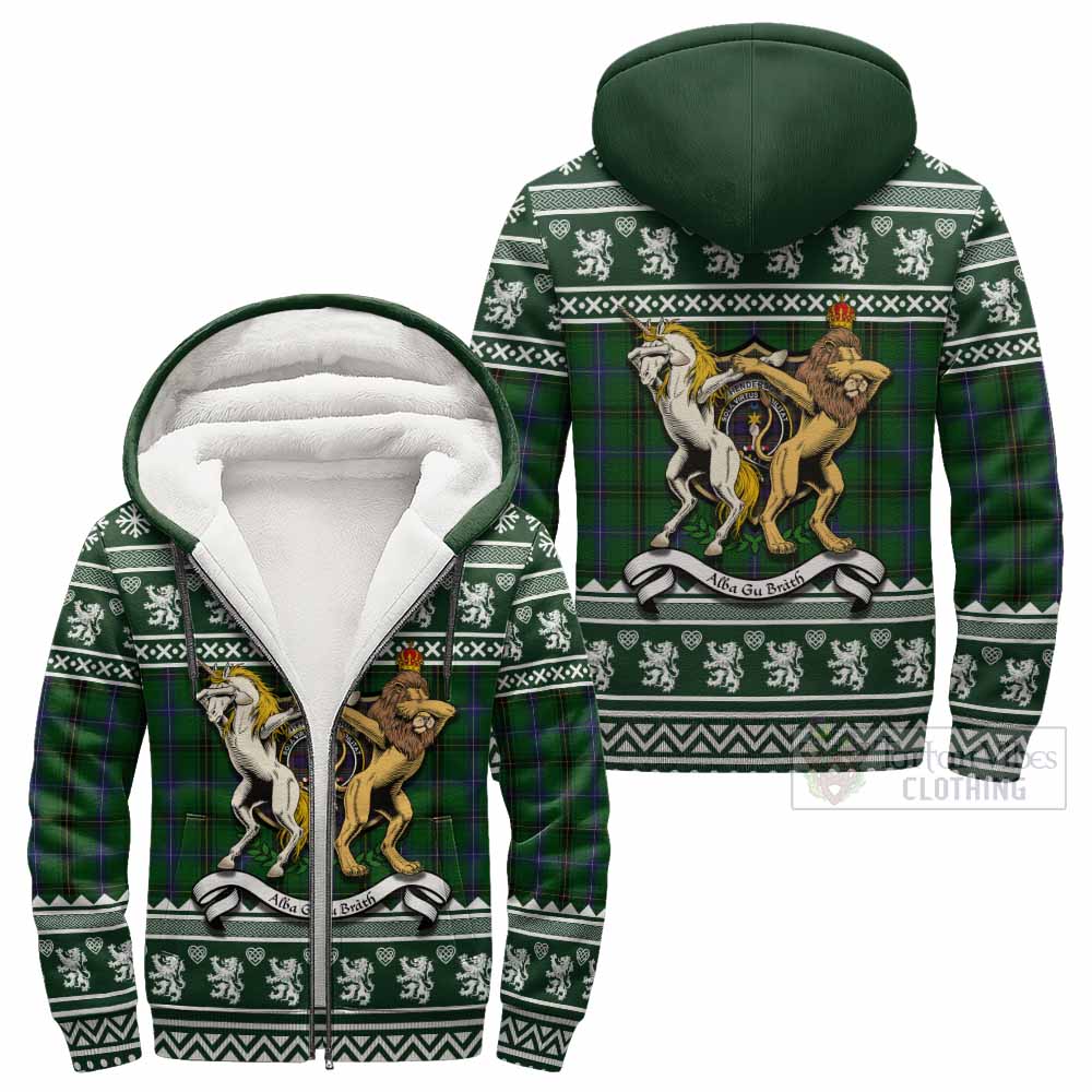 Henderson Clan Tartan Crest Christmas Fleece Hoodie Coat of Arms Funny Style - Tartan Vibes Clothing