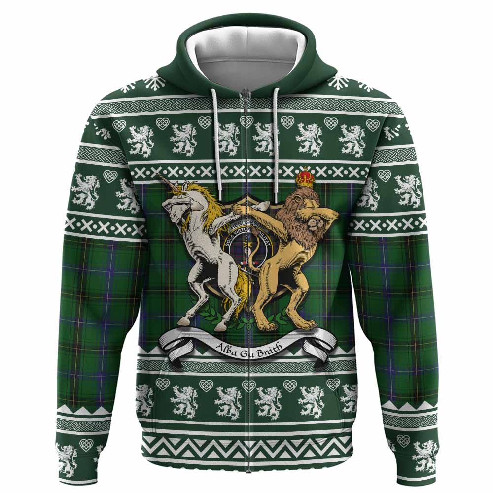 Henderson Clan Tartan Crest Christmas Hoodie Coat of Arms Funny Style - Tartan Vibes Clothing