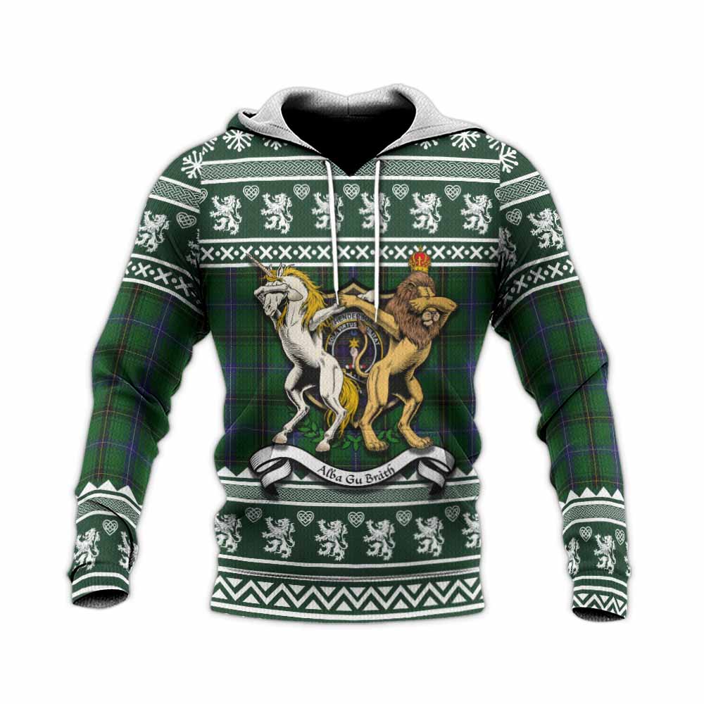 Henderson Clan Tartan Crest Christmas Knitted Hoodie Coat of Arms Funny Style - Tartan Vibes Clothing