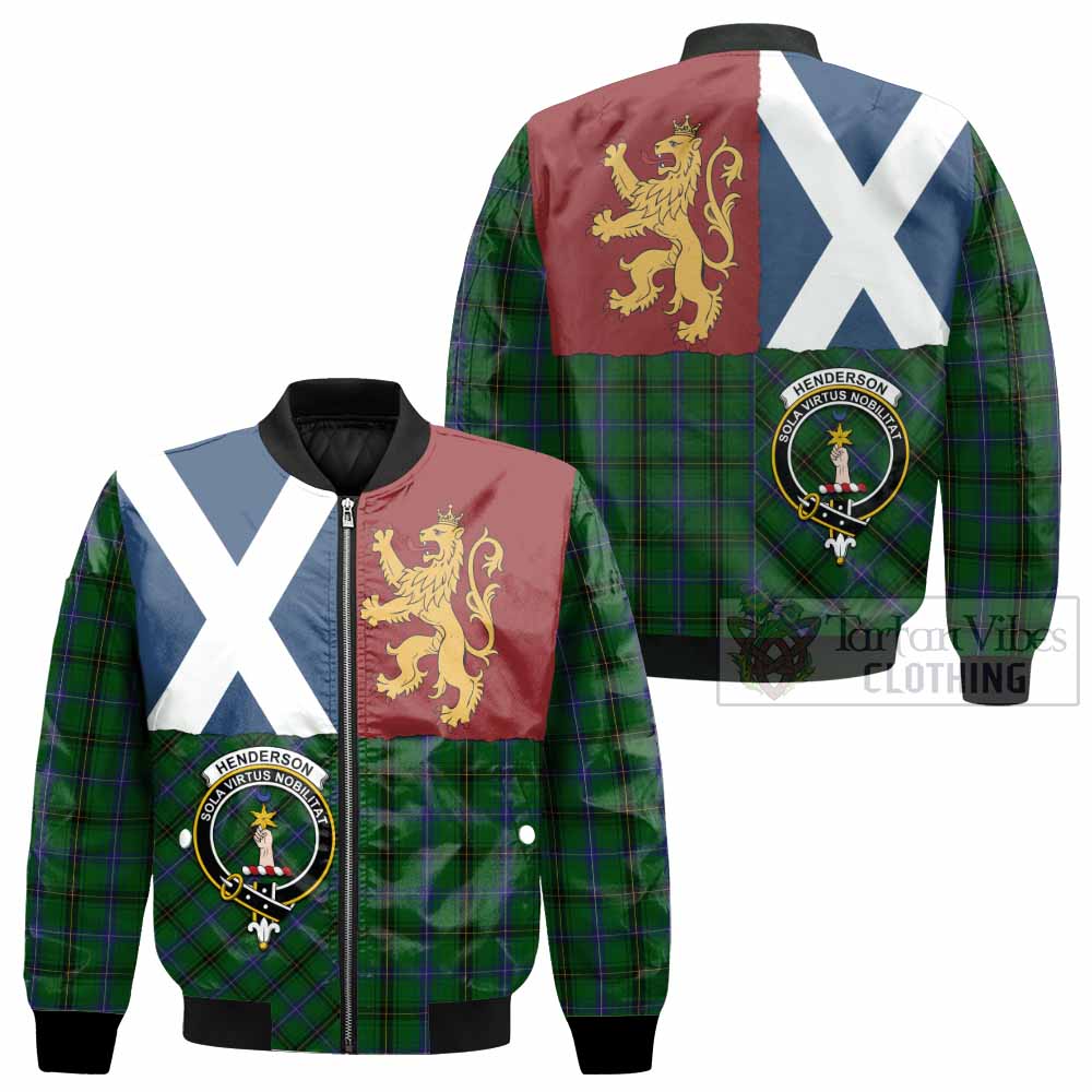 Henderson Crest Tartan Bomber Jacket with Lion Rampant Saltire Style