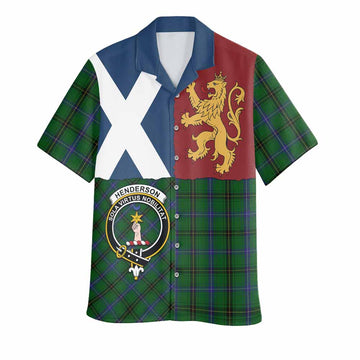 Henderson Crest Tartan Hawaiian Shirt with Lion Rampant Saltire Style