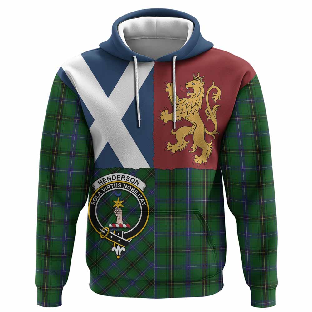 Henderson Crest Tartan Hoodie with Lion Rampant Saltire Style
